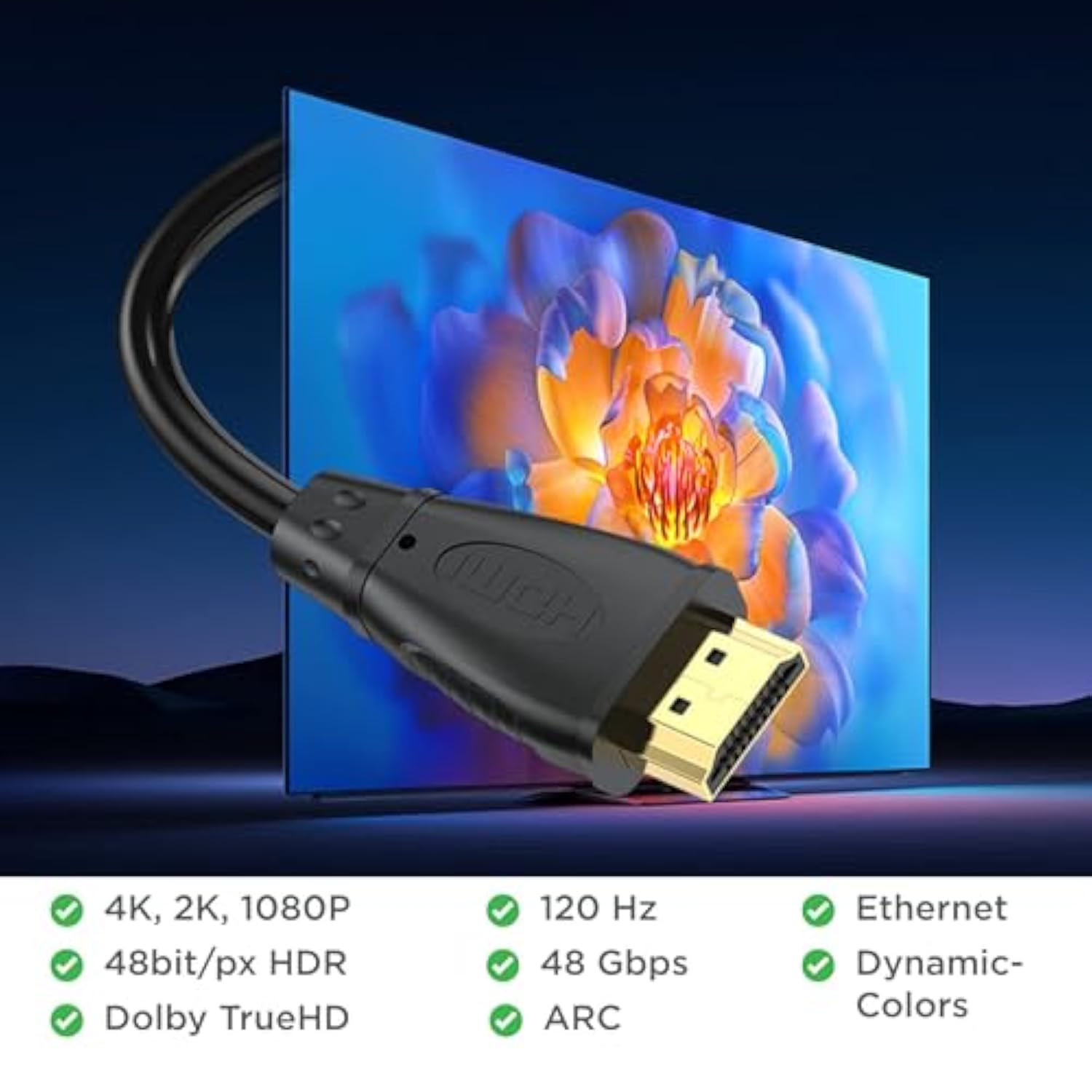 Short Hdmi Cable 4Ft, 4K Uhd Hdmi Cable Male To Male Adapter For Arc & Cl3 Rat