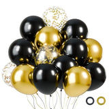 60 Pack Black Gold Latex Balloons 12 Inch Metallic Confetti Party Decorations