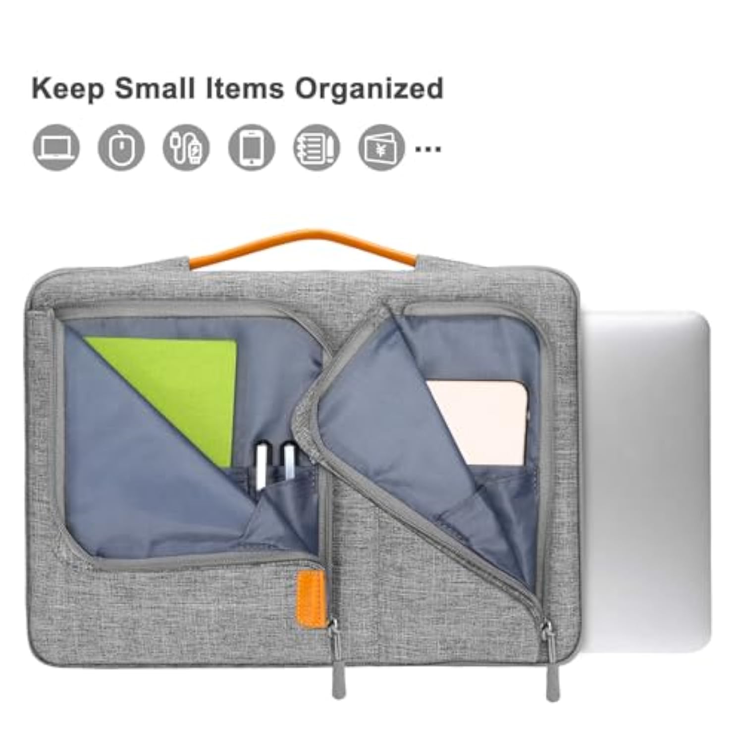 MOSISO 360 Protective Laptop Sleeve Compatible with MacBook Air/Pro, 13-13.3 inch Notebook, Compatible with MacBook Pro 14 inch M4 M3 M2 M1, Side Open Bag with 2 Accessory Pockets&Handle&Belt, Gray