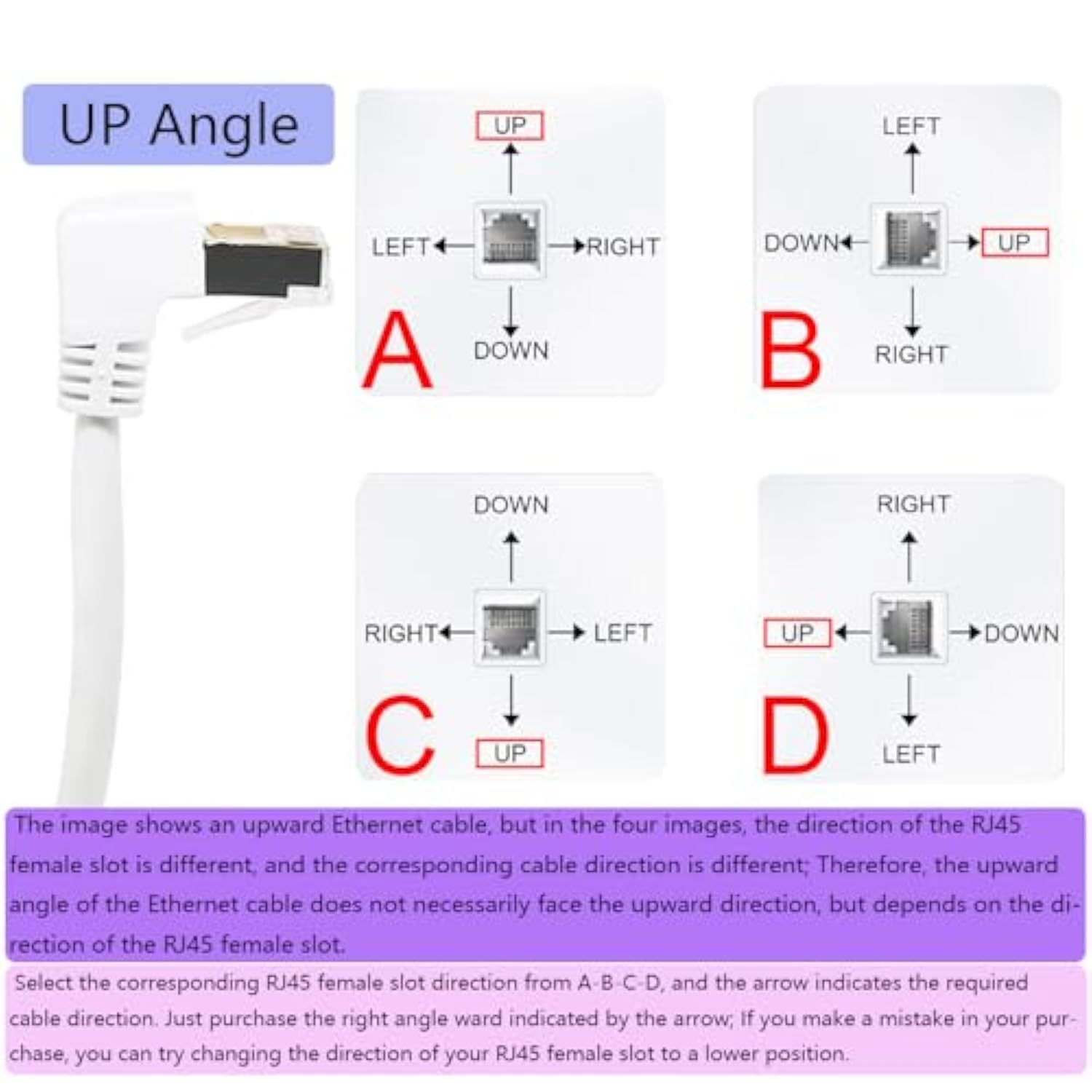 Cat6 Ethernet Cable 90 Degree Downward Right Angle, Cat6 Right Angle Ethernet