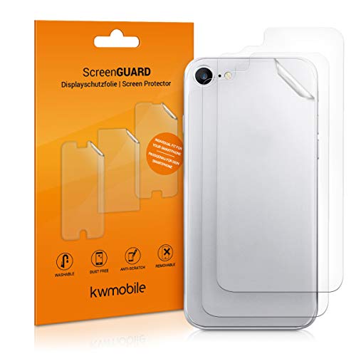 Set of 3x Back Covers Compatible with Apple iPhone 8 / SE (2020) - Back Screen Protector Pack Transparent Protective Films