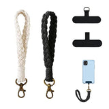 2 Pcs Phone Wrist Strap, Cell Phone Lanyard, With 2× Phone Tether Tab, Handmade Macrame Keychain, Phone Case Wrist Lanyard For Women Girls(White+Black)