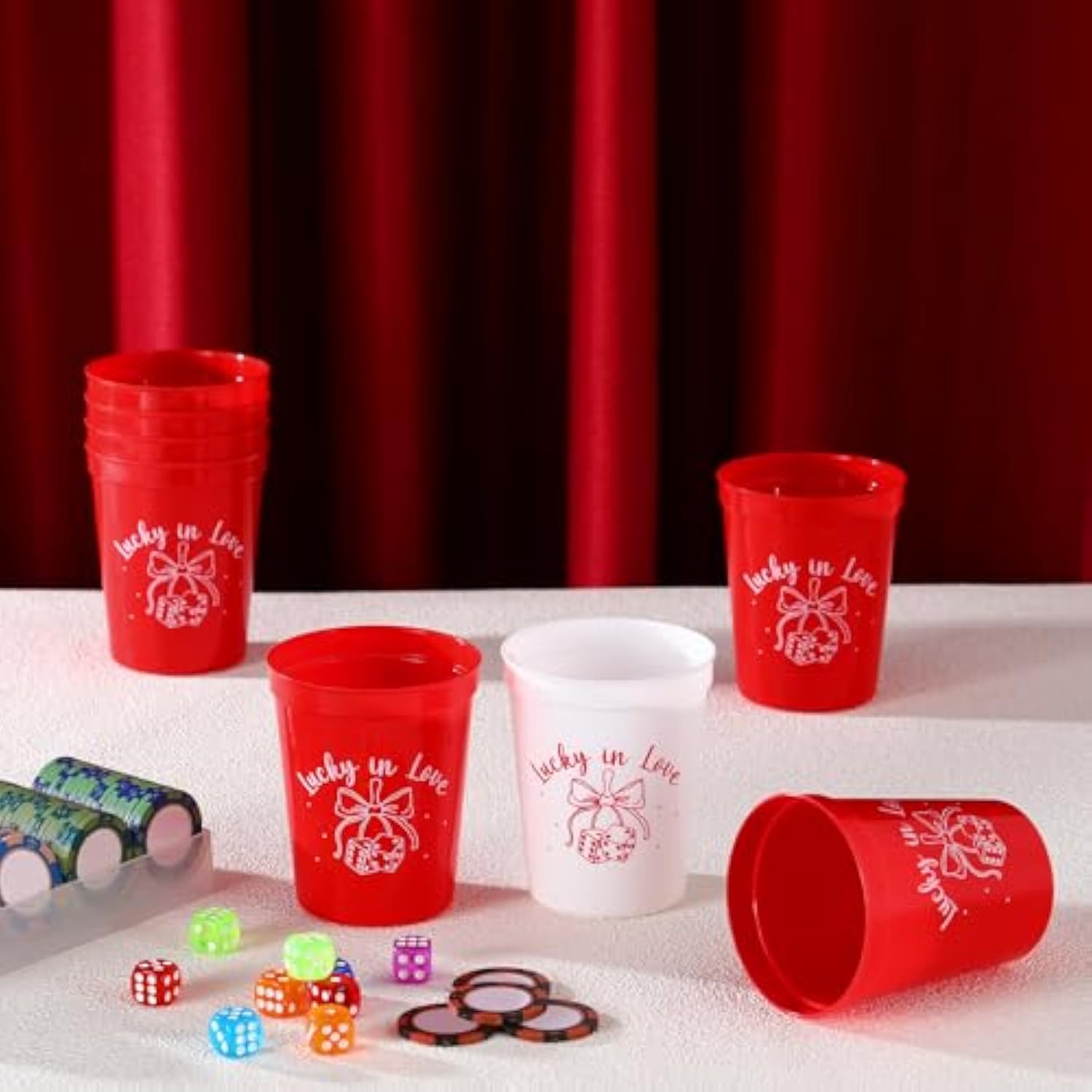 12 Pcs 16 Oz Lucky In Love Party Plastic Cups Las Vegas Team Bride Bachelorette Cups Reusable Casino Bridal Shower Party Favors Decorations