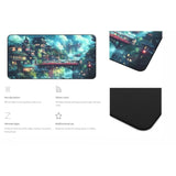 Japanese Anime Desk Mat, Green Forest Mouse Mat Xxl, Game Desk Pad, Fantasy Architecture Computer Keyboard Mat, Wireless Mousepad Large,Natural Landscape Home Office Desktop Decor 31.5"X15.7"