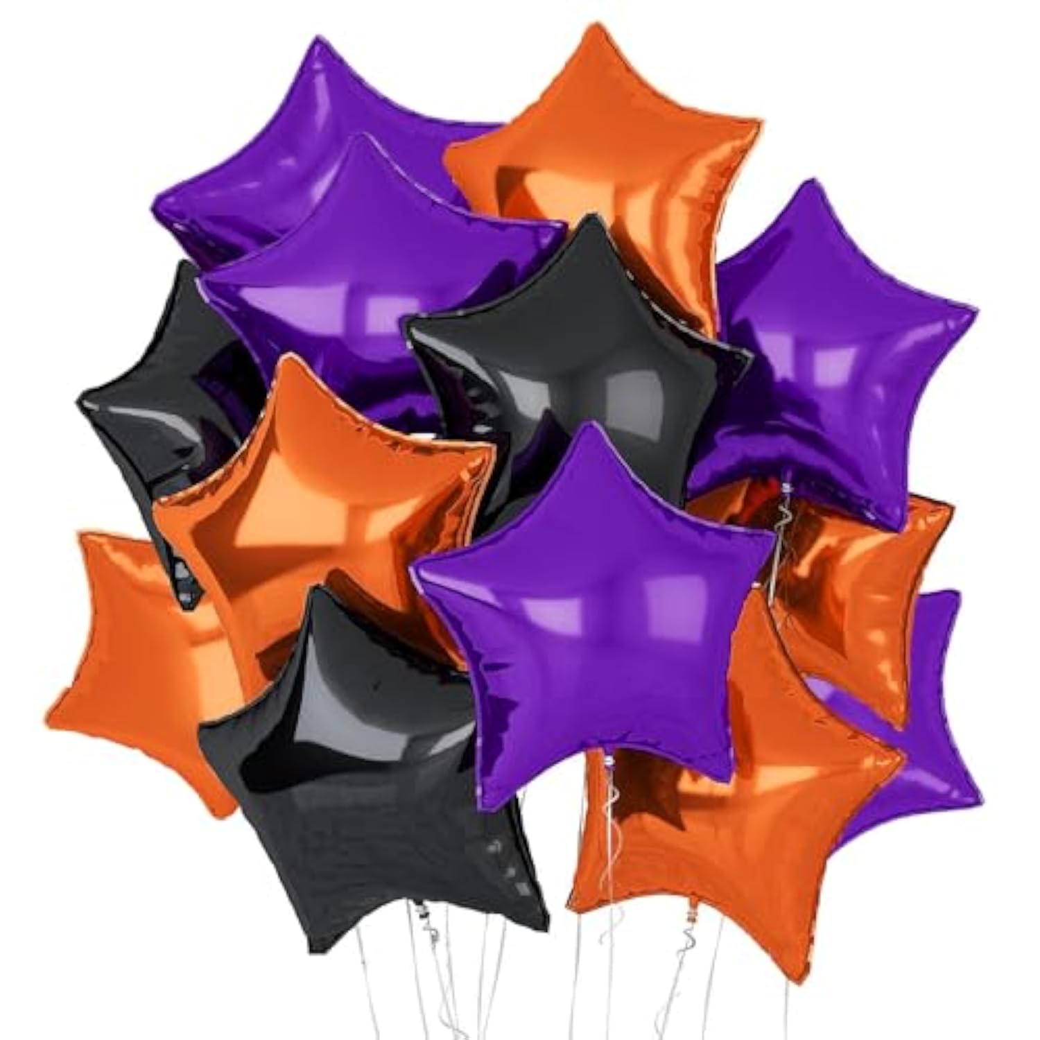 18pcs Black Orange Purple Star Balloons 18 Inch Foil Helium Balloons Party Decorations
