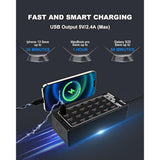24-Port 100 Watt (20 A) Usb Charging Station, Travel Desktop Usb Rapid Charger, Multi Ports Fast Charger Station Organizer Compatible With Smartphones, Tables, And More Devices