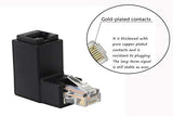90 Degree Ethernet Lan Rj45 Male To Female, Right Angle Network Cat5 / Cat5E / Cat6 Extender Adapter(2-Pack) Black,(Up Angle)