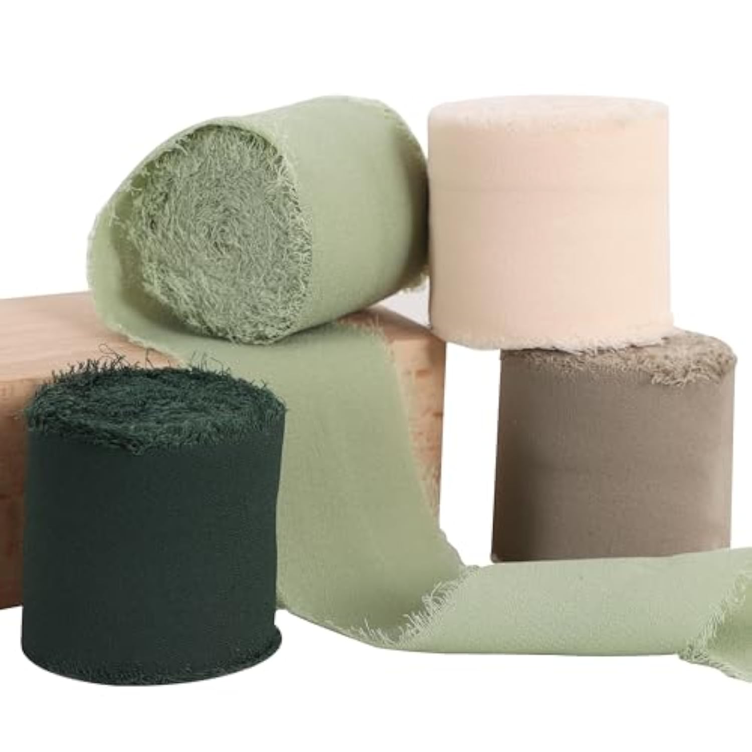 4 Rolls Silk Chiffon Ribbon, 1-1/2 Inch X 22Yds, Sage Green Chiffon Ri