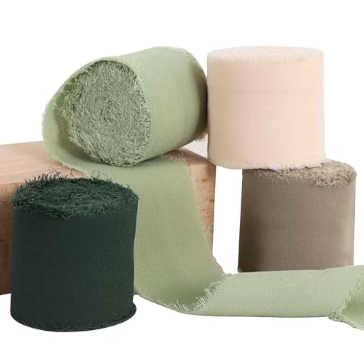 4 Rolls Silk Chiffon Ribbon, 1-1/2 Inch X 22Yds, Sage Green Chiffon Ri