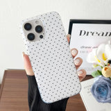 Compatible With Iphone 16 Pro Case, Fashion Cute Aesthetic Polka Dot Pattern Cover For Women, Shockproof Slim Soft Tpu And Hard Pc Protective Phone Case For Iphone 16 Pro 6.3"- White