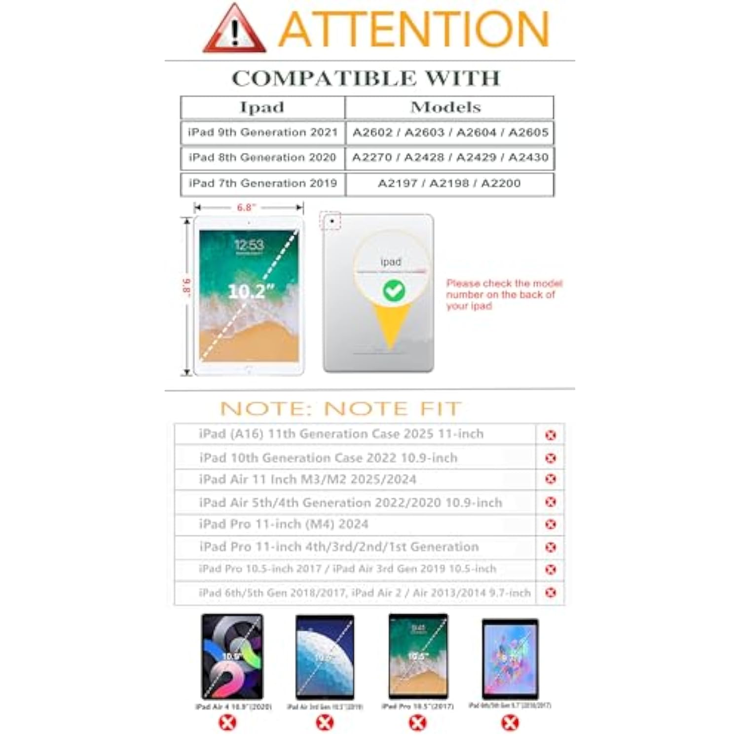 Ipad 9Th Generation Case 2021, Ipad 7Th/8Th Generation Case For 10.2 Inch Ipad
