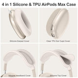 [4 In 1] Silicone Case Cover For Airpods Max, Clear Soft Tpu Ear Cups Cover/Ear Pad Case Covers/Headband Covers Transparent Accessories For Apple Airpods Max (2024/2020)(Usb-C/Lightning), Stone