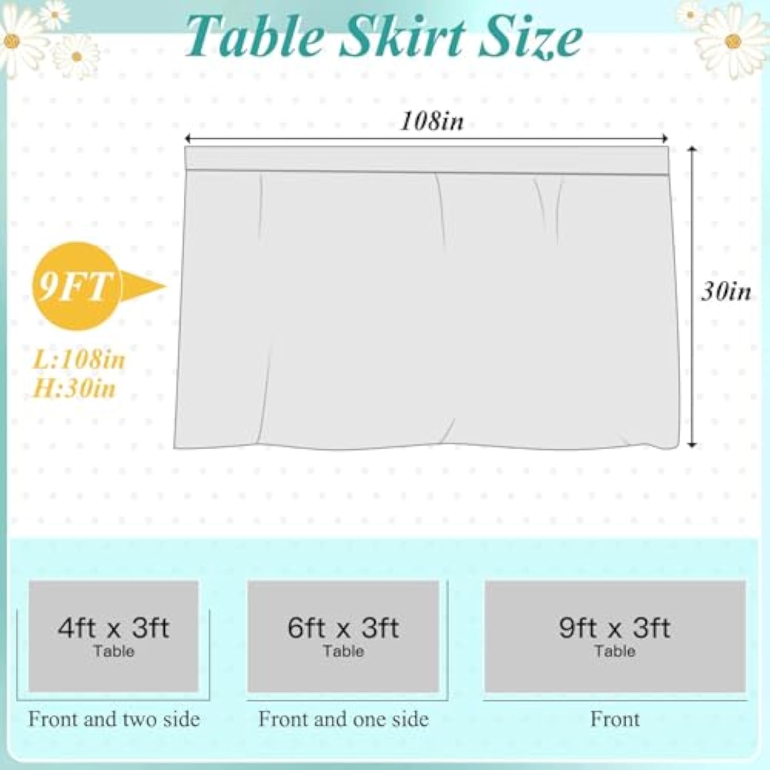 9Ft Black And White Table Skirt Polka Dots Teacher Desk Skirt Classroom Desk Skirts For Back To School Decor Classroom Table Skirts For Back To School Supplies Office Bookcase Cabinet Decorations