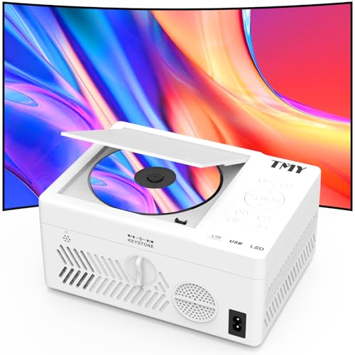Bluetooth Projector With Dvd Player Built In, 1080P Mini Projector, Portable Dvd Projector For Outdoor Movies, Compatible With Smartphone/Pc/Tv Stick/Hdmi/Usb/Tf