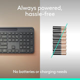 Signature Slim Solar+ Wireless Bluetooth Keyboard K980 For Business, Quiet Typing, Secure Receiver, Windows, Mac - Graphite