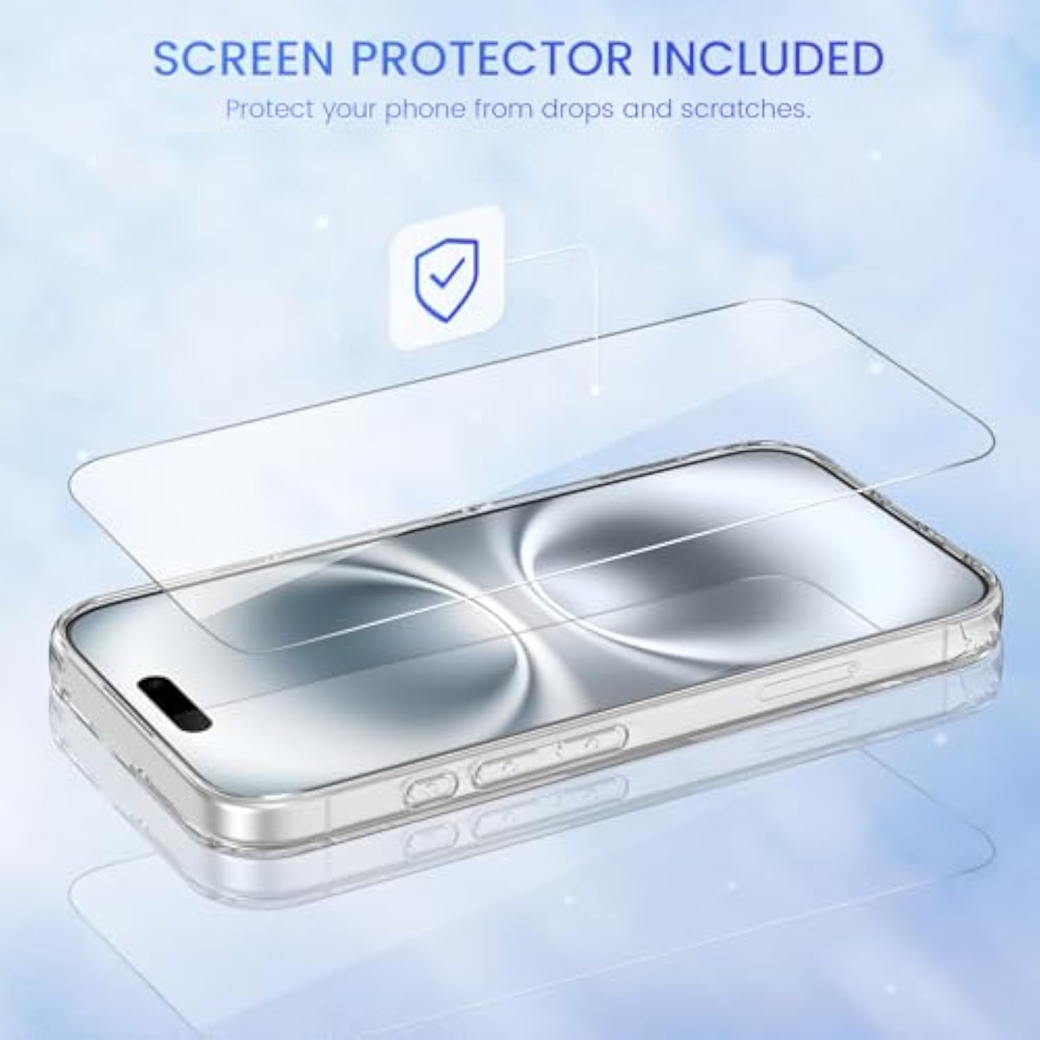 For Iphone 16 Case, Iphone 16 Case With Screen Protector Glitter Bling Sparkle For Women Girls Liquid Clear Case For Iphone 16 6.1” Blue Purple