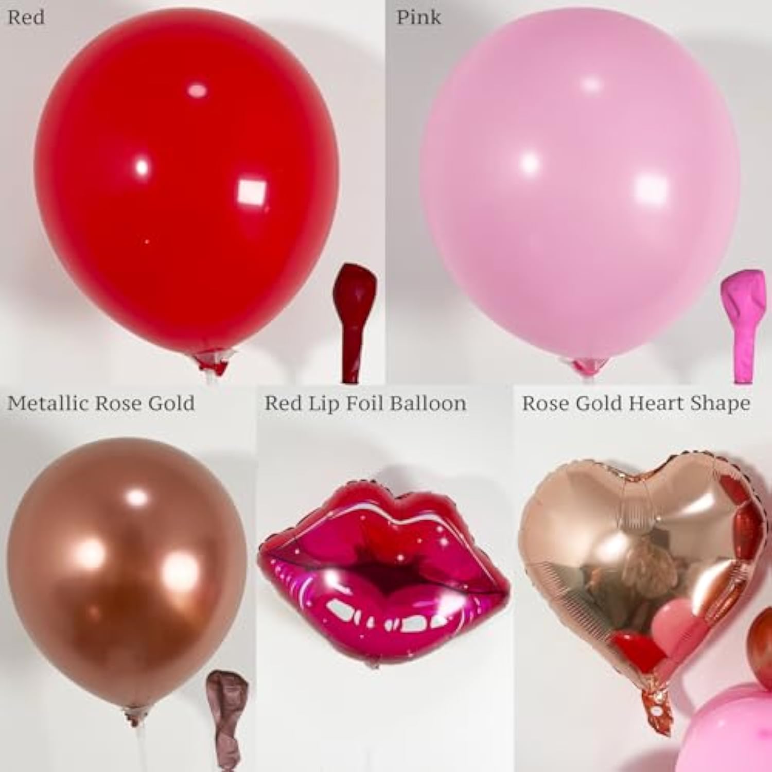 134Pcs Valentine'S Day Balloon Arch Garland Kit - Red Pink Metallic Rose Gold Balloons With Heart-Shaped And Red Lip Balloons For Valentine Decorations, Party, Birthday, Anniversary Decor