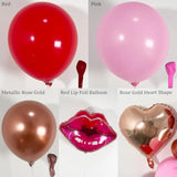 134Pcs Valentine'S Day Balloon Arch Garland Kit - Red Pink Metallic Rose Gold Balloons With Heart-Shaped And Red Lip Balloons For Valentine Decorations, Party, Birthday, Anniversary Decor