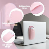 Slim Mouse Holder For Laptop, Universal Wireless Mouse Sleeve Pouch For Laptop Stick On, Pink Adhesive Computer Mouses Pocket Holder Case, No Glue Residue