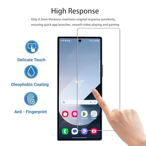 [2+2 Pack Tempered Glass Film For  Galaxy Z Fold 7 Screen Protector 2-Pack with Camera Lens Protector 2-Pack