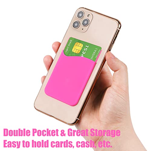 Phone Card Holder Sockets, Colors In Random - Silicone Adhesive Stick-On Id Credit Card Wallet Phone Case Pouch Sleeve Pocket For Most Of Smartphones, 6 Pack