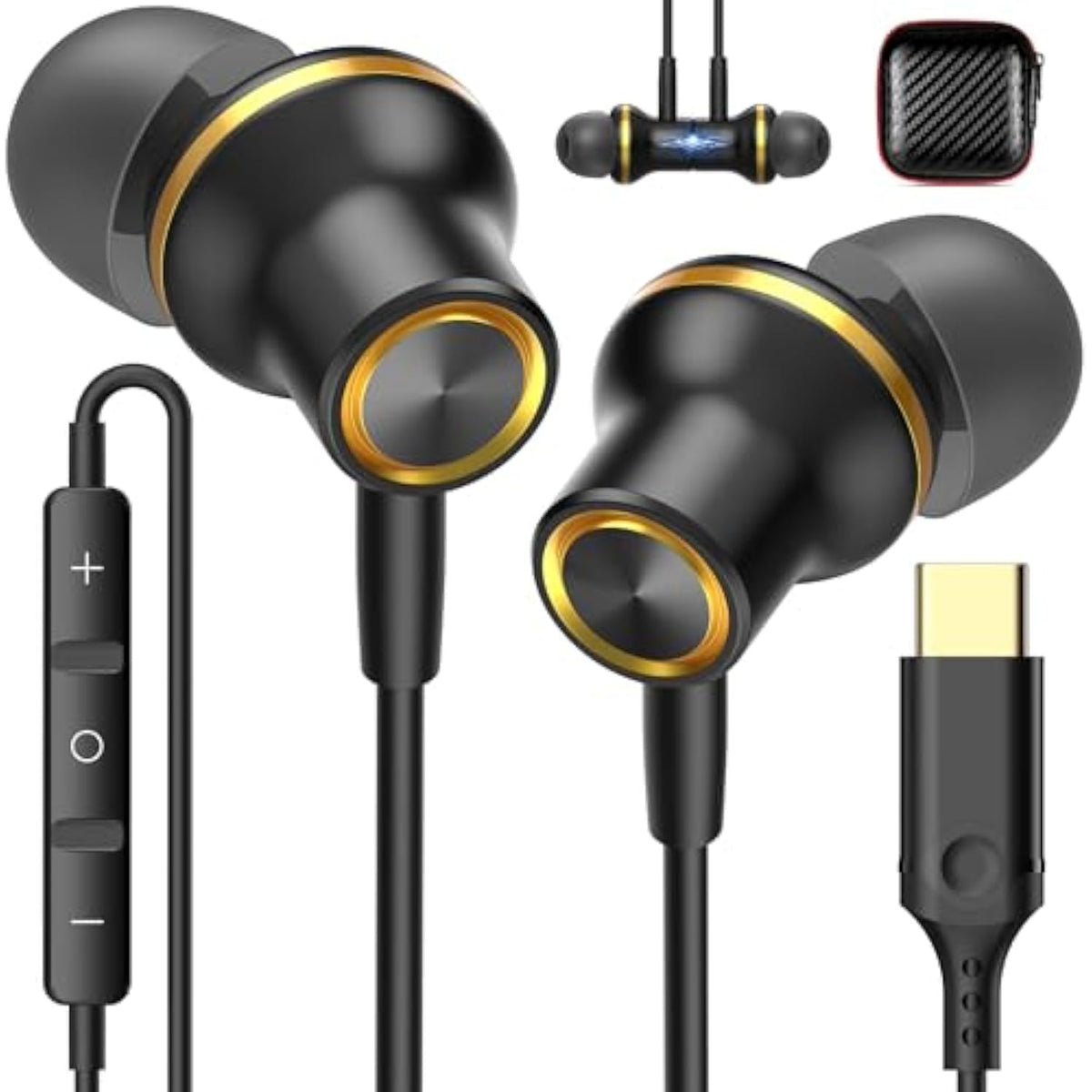 Usb C Earbuds For Iphone 17 16 Plus 15 Pro Ipad 10Th Gen Usb Type C Headphones Wired Earphones For Samsung Note 20 Ultra S21 S25 S24 With Microphone Volume Control Noise Isolating Hifi Stereo Headset