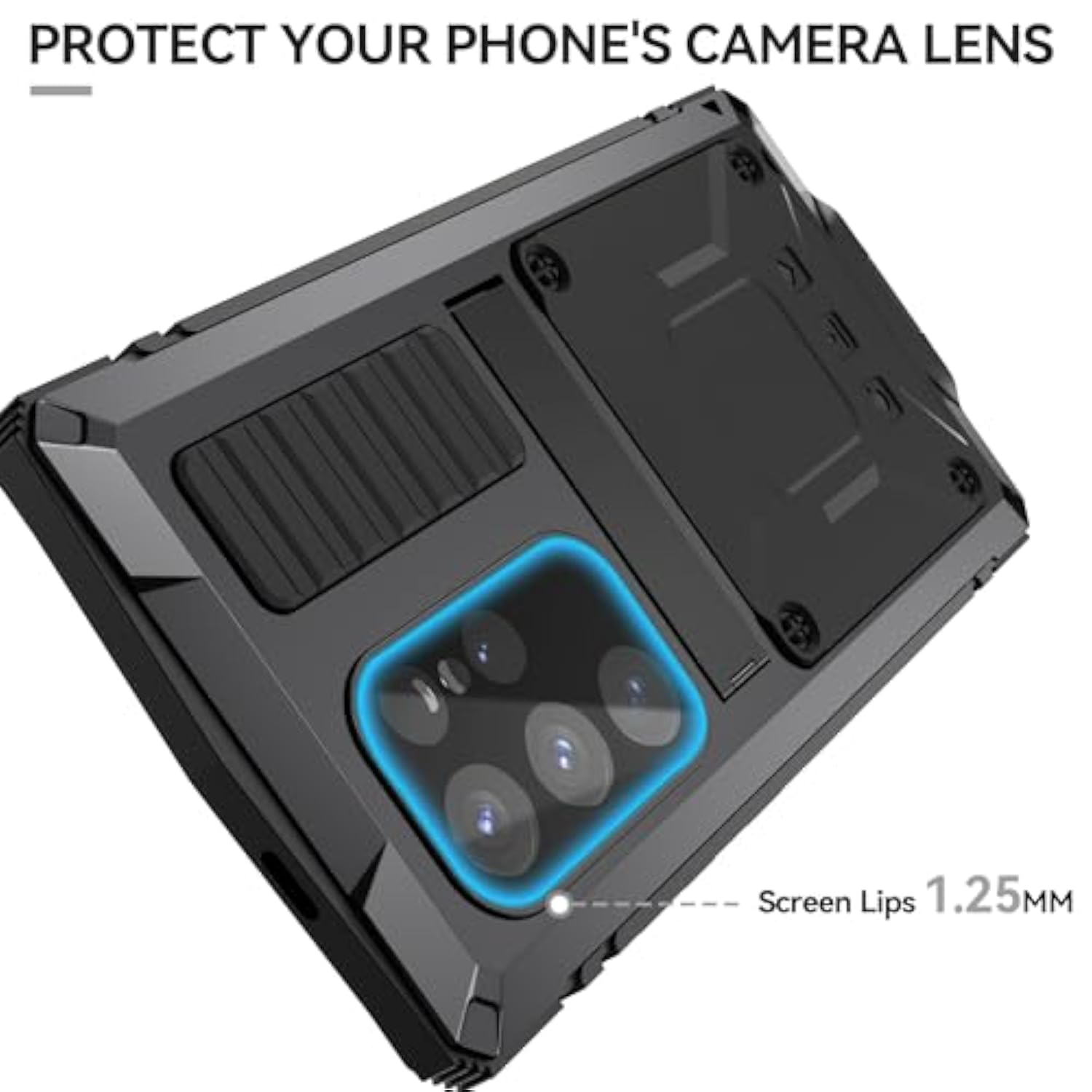 Metal Heavy Duty Case For Samsung Galaxy S25 Ultra Aluminum Military Grade Rugged Case With Metallic Stand Screen Protector Screws Dustproof Shockproof Full Cover For Man (Black)