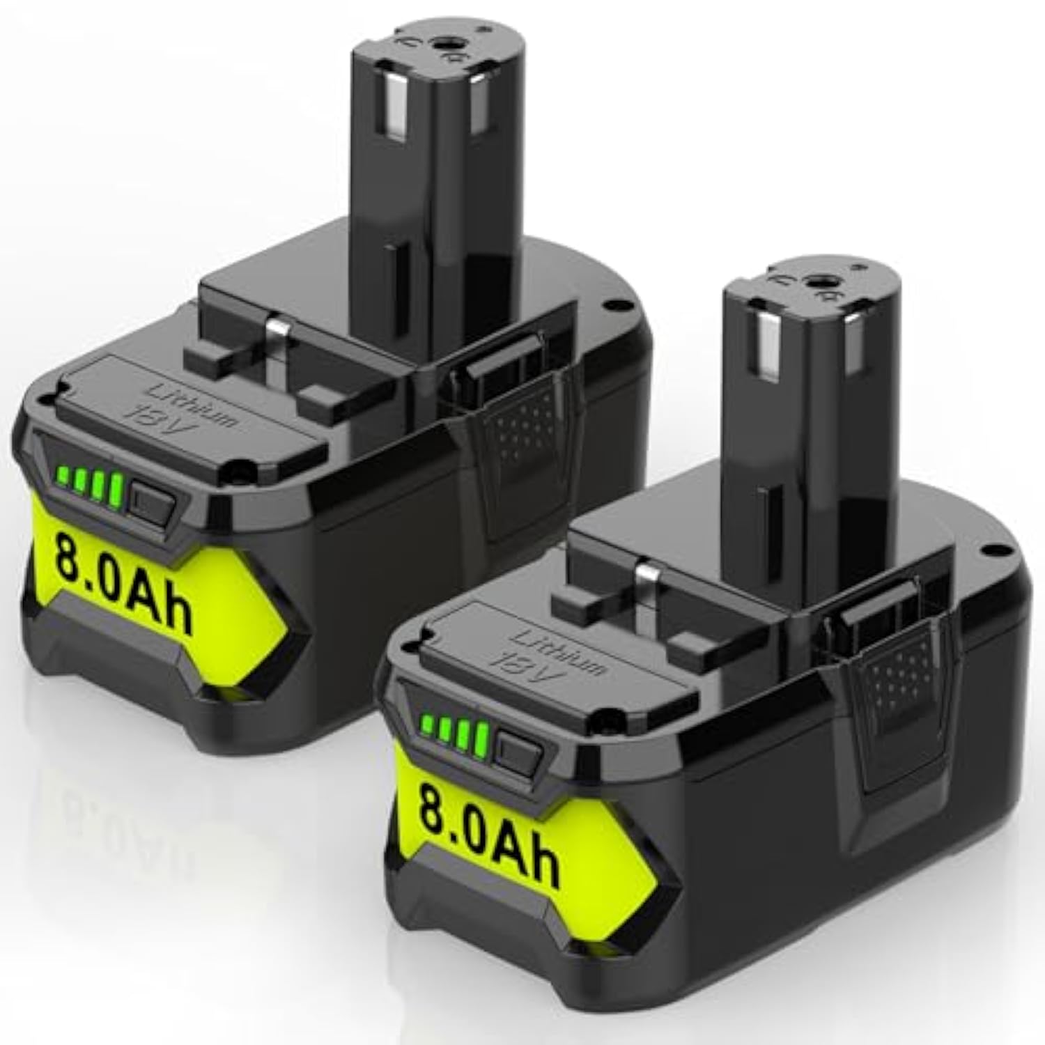 2Packs 8.0Ah Battery Compatible With Ryobi 18V Battery P108 P102 P103 P104 P105 P107 P109 P122 P145 Replacement 18 Volt Ryobi Battery