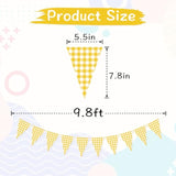 Yellow Gingham Banner For Picnic, Bbq Themed Party Decorations, Yellow And White Checkered Bunting Flag Garland For Lemon Wedding Baby Shower Birthday Party Supplies