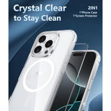 For Iphone 16 Pro-Max Case: Magnetic Grade Drop Protection Anti Yellowing Cell Phone Cover - Rugged Shockproof Protective Bumper Transparent Cases(Clear)