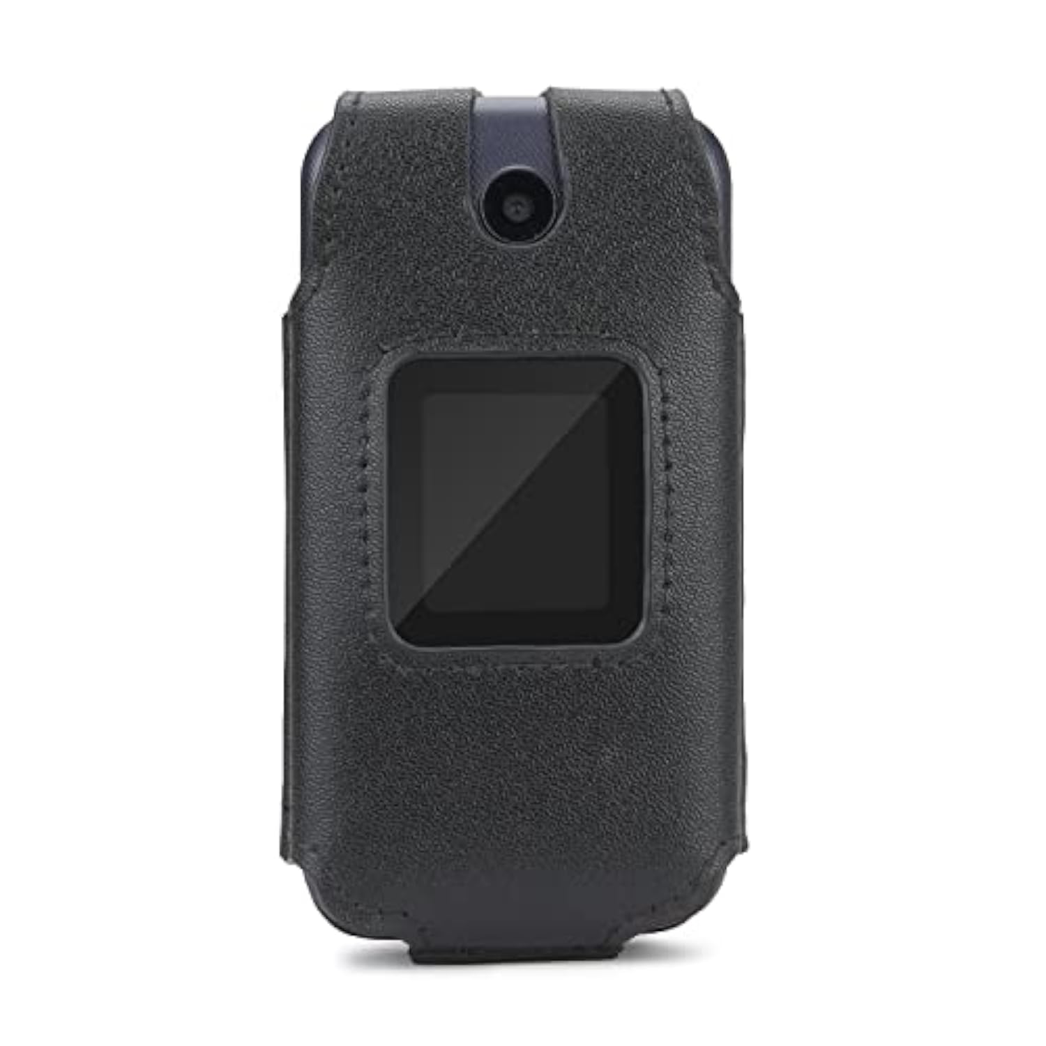 Leather Fitted Case For Alcatel Go Flip 4 / Tcl Flip Pro Phone - Secure Form Fit Cover With Built-In Screen Protection & Rotating Metal Belt Clip (Black)