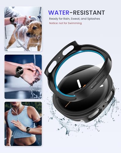 Waterproof Case for  Galaxy Watch 8 Screen Protector 44mm with Tempered Glass, 1-Pack Hard PC Cover Bumper for Galaxy Watch8 No Fog,