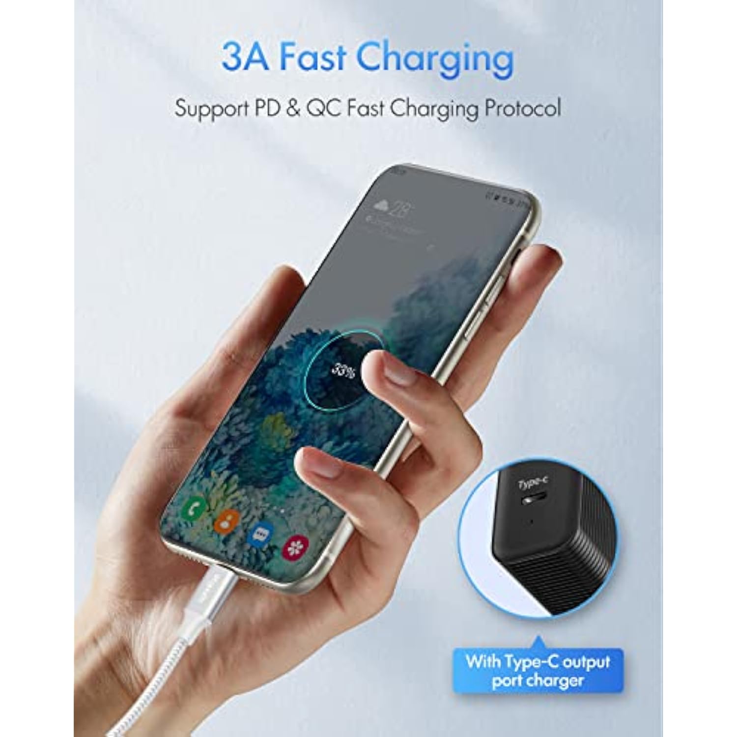 White Usb C To Usb C Cable [3Ft, 2-Pack], 60W Fast Charging Type C To Type C C