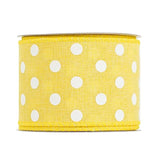 Yellow Polka Dot Burlap Ribbon Wired Edge Ribbon 2.5 Inch X 10 Yards Y