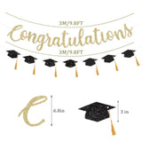 Congratulations Banner, Gold Glitter "Class of 2025" Tassel Grad Party Decor