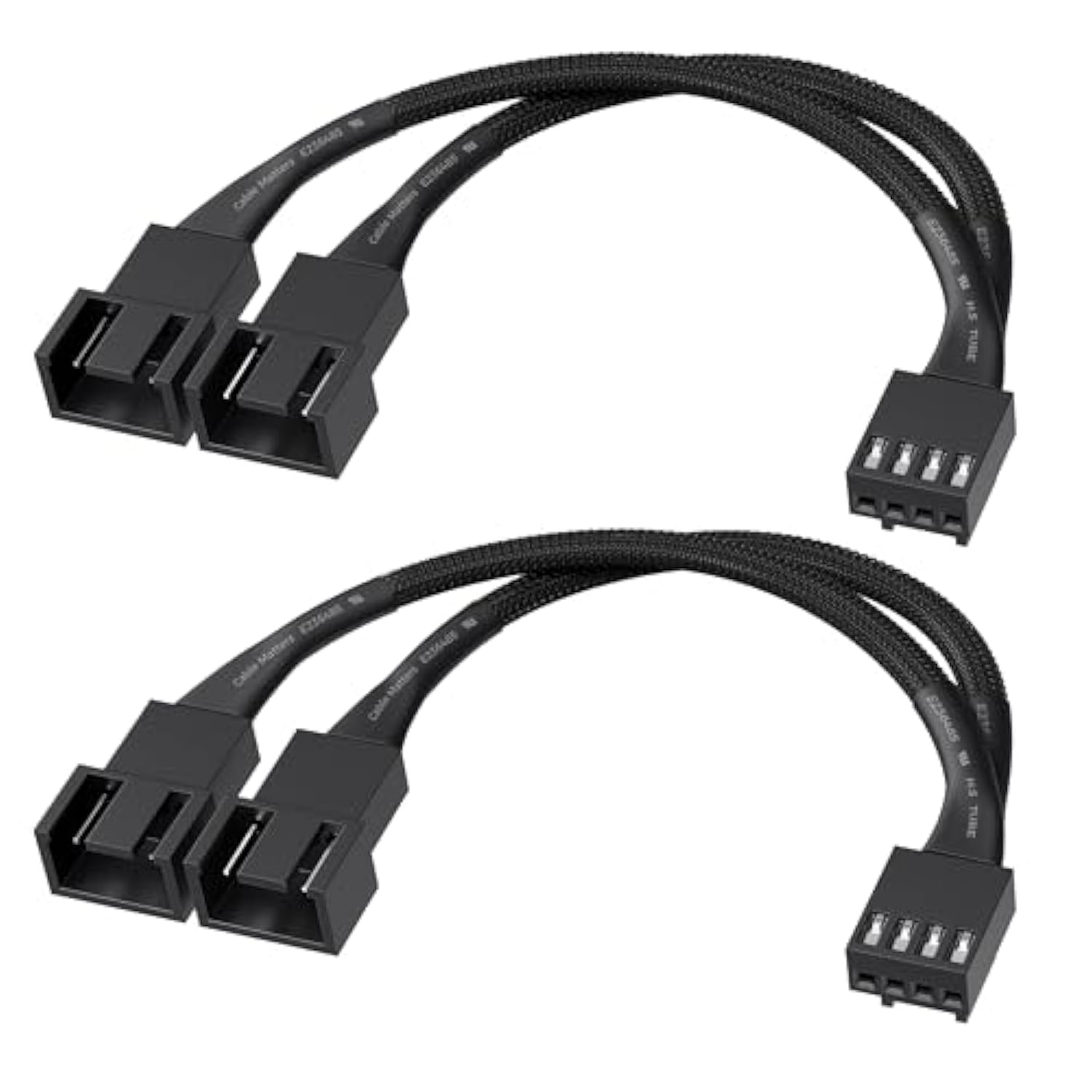 Cable Matters 2-Pack 2 Way 4 Pin PWM Fan Splitter Cable - 4 Inches, PC Fan Splitter 1 to 2 Converter, PC-Fan Extension Cable