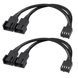 Cable Matters 2-Pack 2 Way 4 Pin PWM Fan Splitter Cable - 4 Inches, PC Fan Splitter 1 to 2 Converter, PC-Fan Extension Cable
