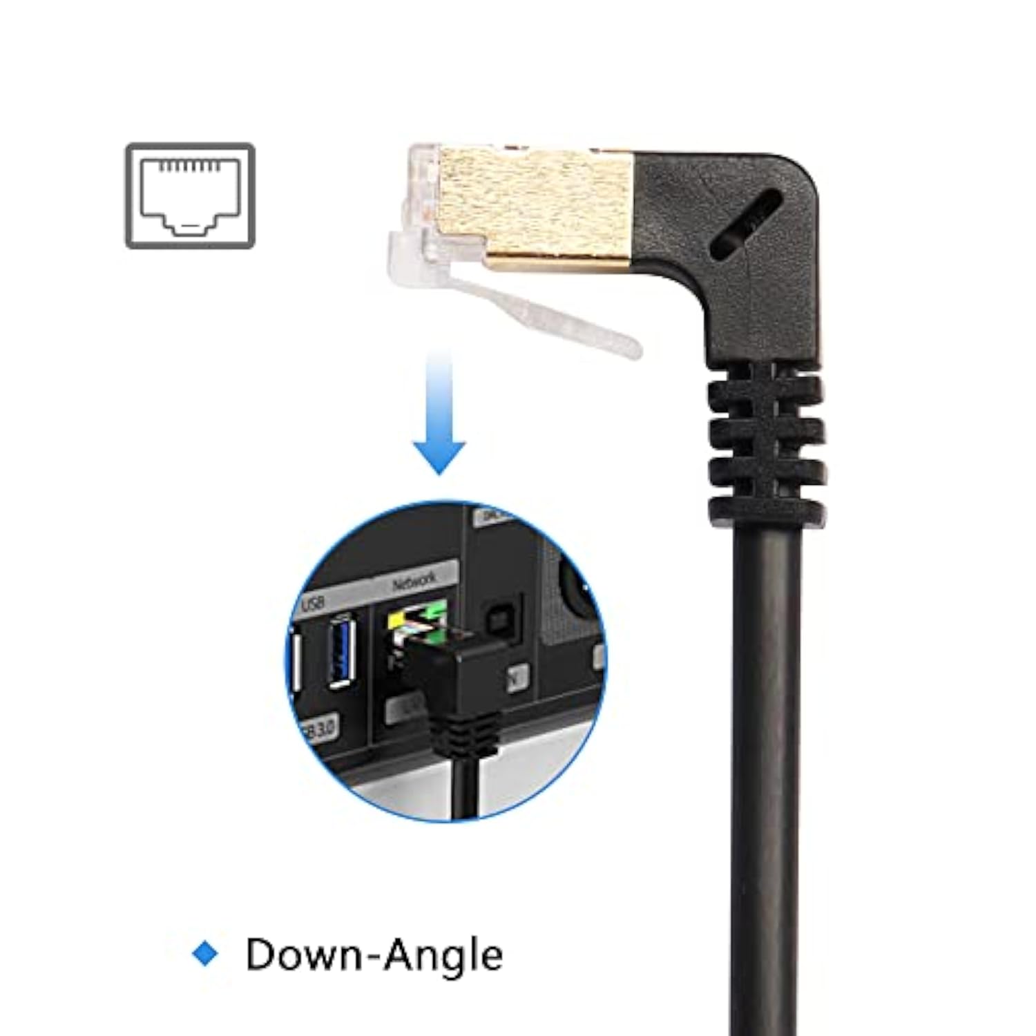 90 Degree Cat8 Ethernet Cable, High Speed 40Gbps 2000Mhz Network Cord, With Go