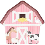 Farm Animal Birthday Plates - 10" X 10", Pink & Red Barnhouse Shape, 48 Count - Barnyard Paper Plates For Farm Party, Barnyard Birthday Decor & Party Accessories