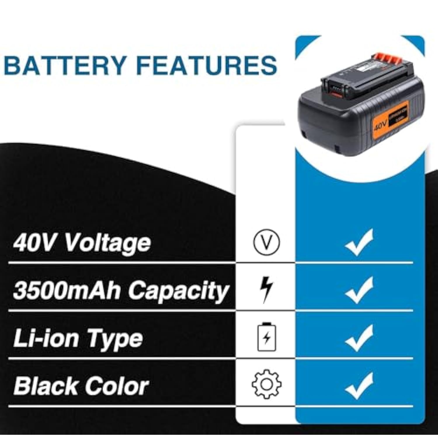 3.5Ah 40V Max Battery Replacement For Black And Decker 40V Lithium Battery Lbx2040 Lbx36 Lbxr36 Lbxr2036 Lst540 Lst136W Replacement For Black&Decker 40V Lithium Battery