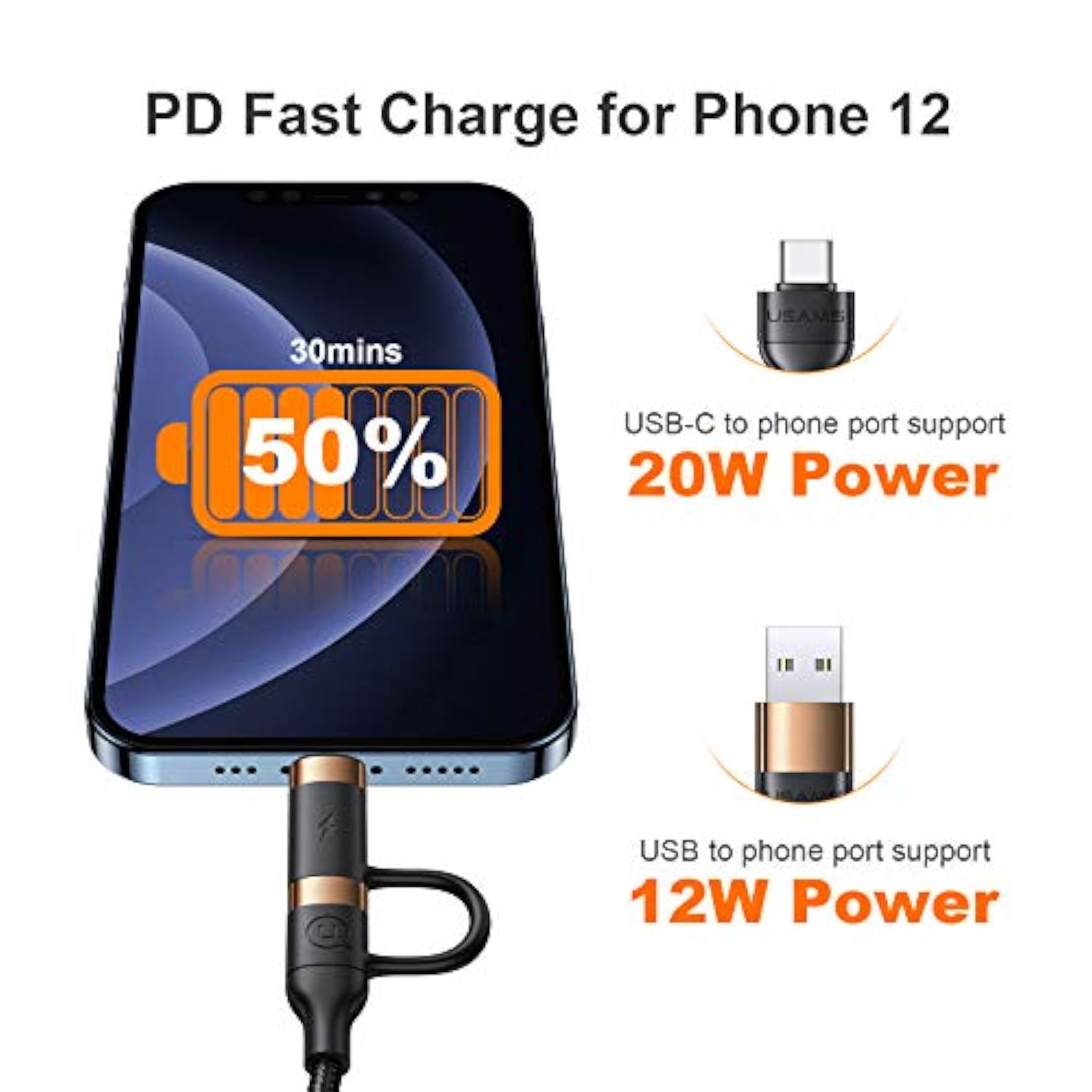 Usb C Multi Fast Charging Cable Pd 60W Nylon Braided Cord 4-In-1 3A Usb/C To Type C/Phone Fast Sync Charger Adapter Compatible With Laptop/Tablet/Phone (Black, 6.6Ft)