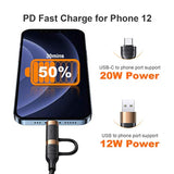 Usb C Multi Fast Charging Cable Pd 60W Nylon Braided Cord 4-In-1 3A Usb/C To Type C/Phone Fast Sync Charger Adapter Compatible With Laptop/Tablet/Phone (Black, 6.6Ft)