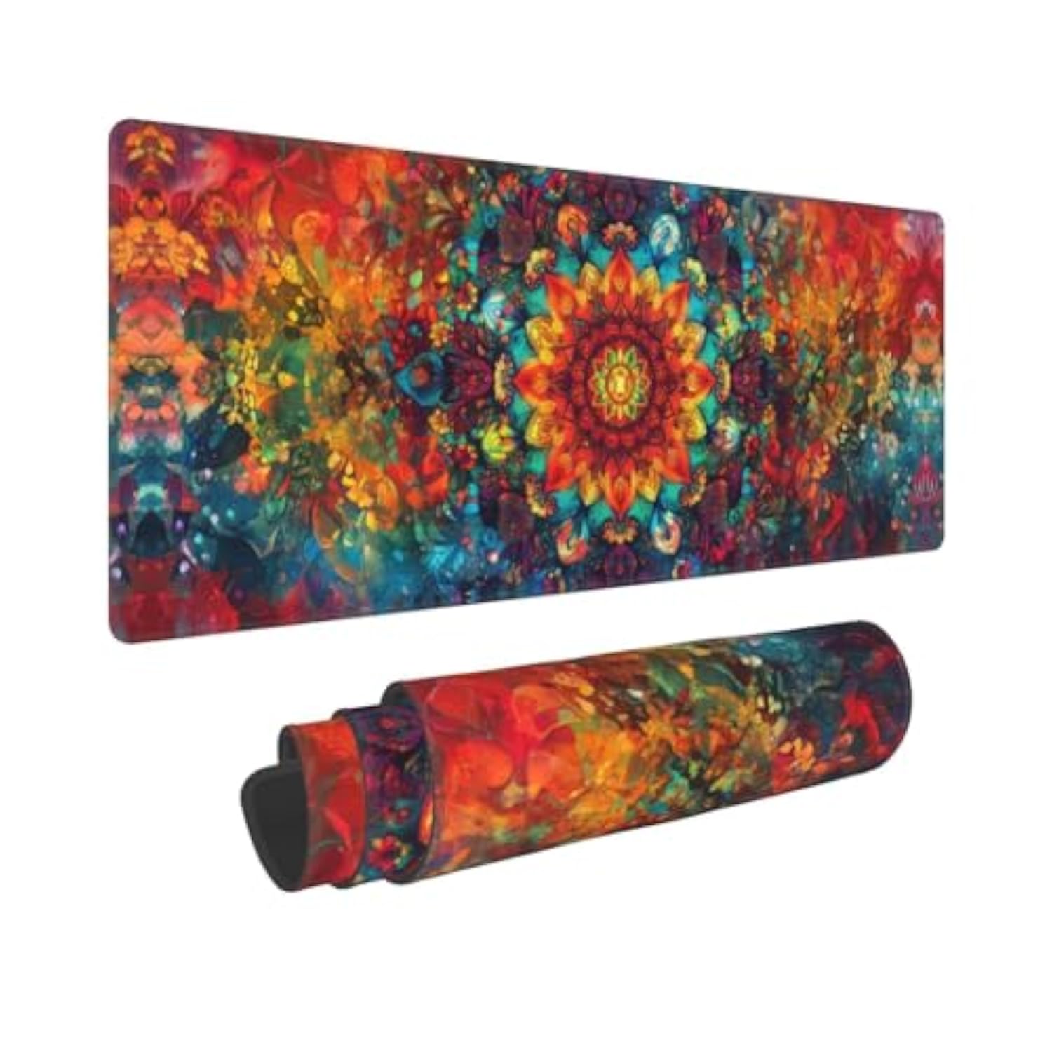 Mandala Mouse Pad 31.5 X 11.8 Inch Big Desk Rubber Base Stitched Edges Keyboard Pad Xxl Mouse Mat For Home Game And Office