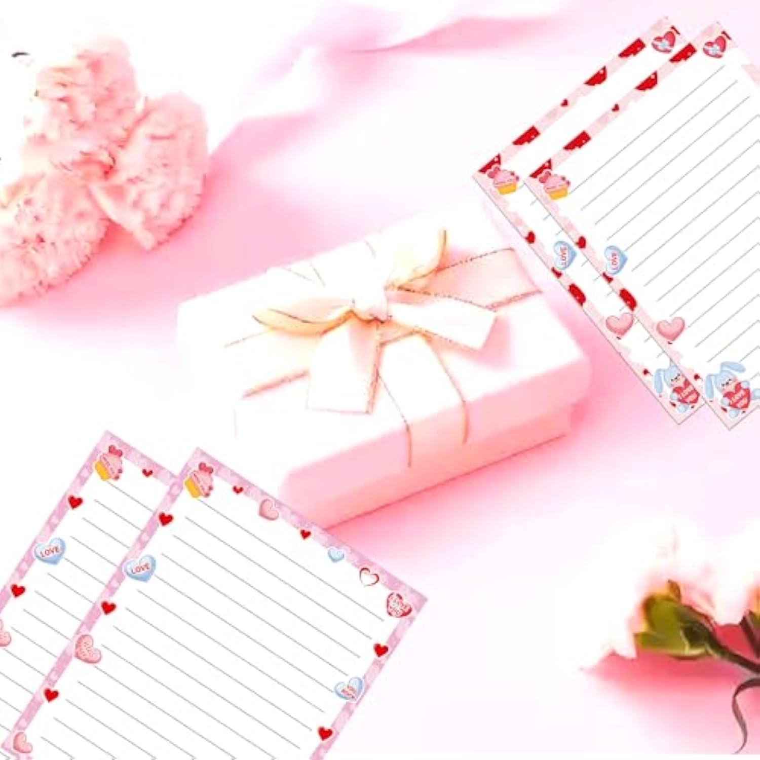 Happy Valentine'S Day Letterhead Paper 48 Pcs Red Pink Love Heart Letter Writing Paper - Heart Valentines Day Paper Holiday Paper For Wedding Note Greeting Office Printing 8.5 X 11 Inch