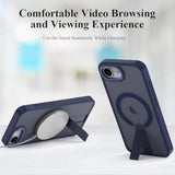 Magnetic For Iphone 16E Case With Screen Protector,[Compatible With Magsafe],[Skin Feeling],Slim Adjustable Kickstand Phone Case For Iphone 16E 6.1 Inches 2025,Dark Blue