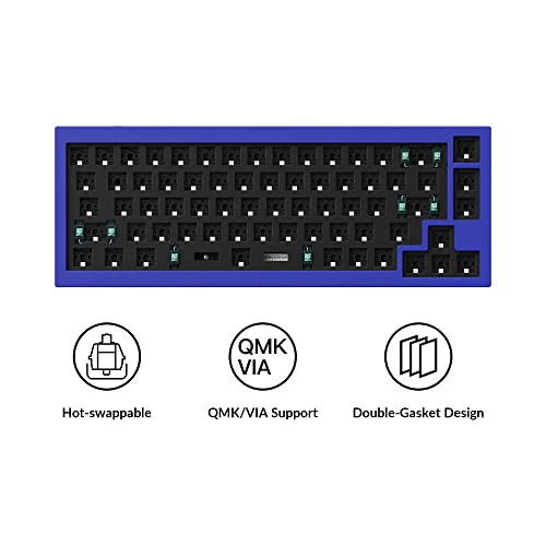 Q2 Custom Mechanical Keyboard Full Aluminum Wired Barebone Version, Qmk/Via Programmable Macro, Compatible With Mac Windows Linux, Hot-Swappable 65% Layout, Double-Gasket Diy Kit - Blue