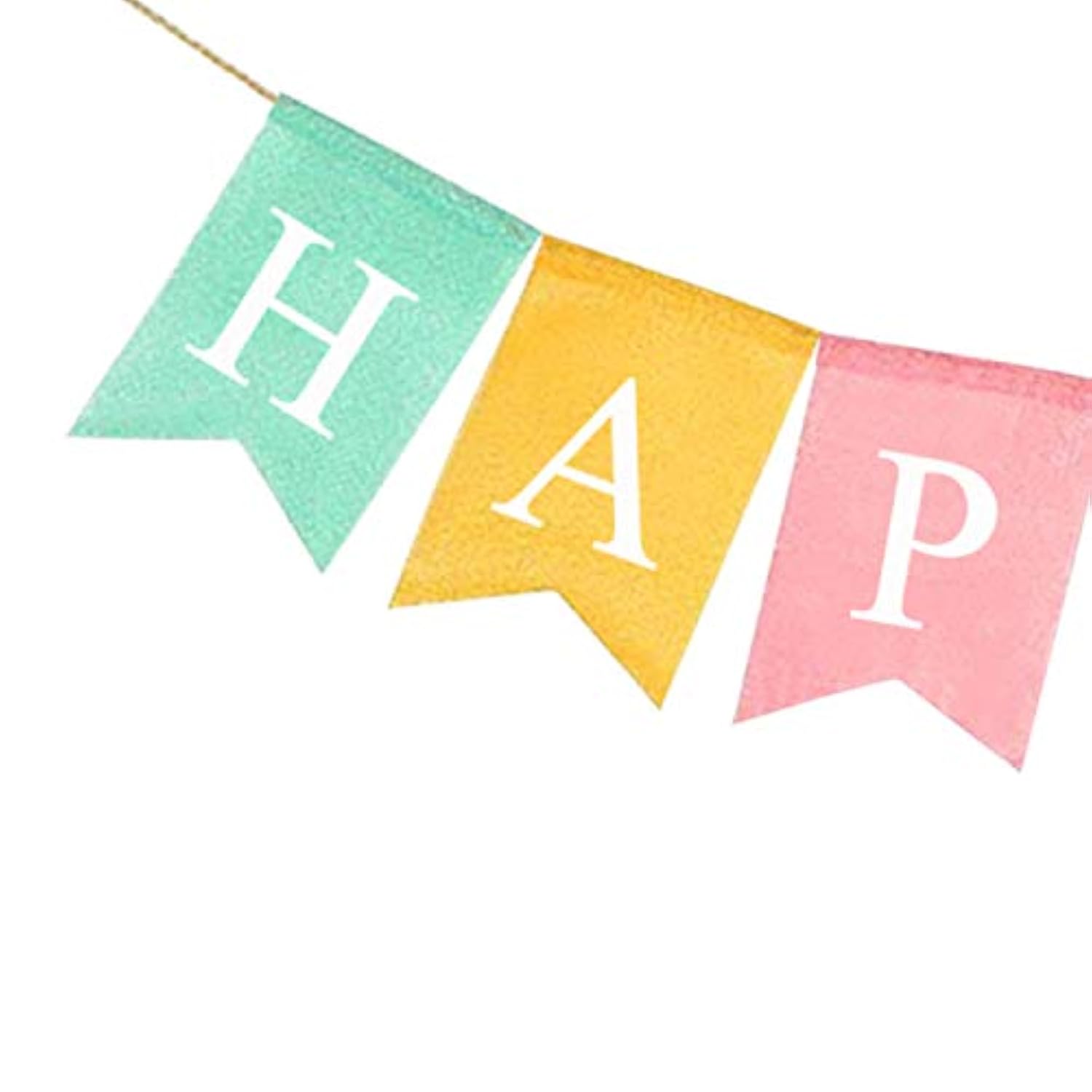 Rustic Linen Happy Spring Banner Fireplace Mantel Bunting Garland Decoration