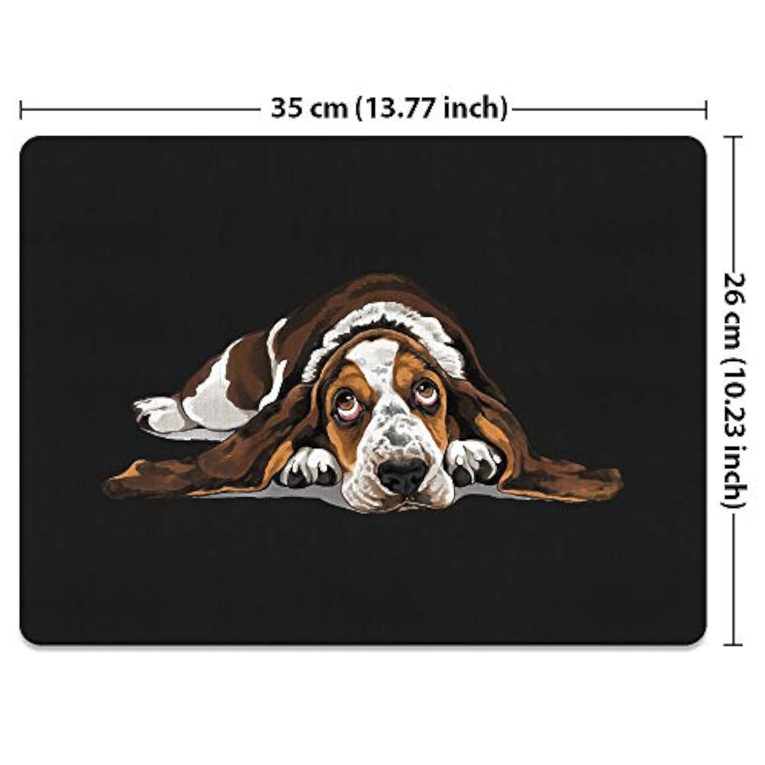 Extra Large (X-Large) Size Non-Slip Rectangle Mousepad, Basset Hound Dog Lying Down Looking Up Mouse Pad For Home, Office And Gaming Desk