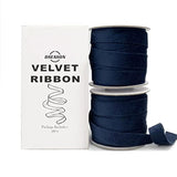 Velvet Ribbon Set 3/8" X 10 Yards, 2 Rolls 20 Yards, Handmade Navy Blue Velvet Ribbon Set For Gift Wrapping & Bow Making, Christmas Tree, Wreath Decoration, Diy Crafts Decoration