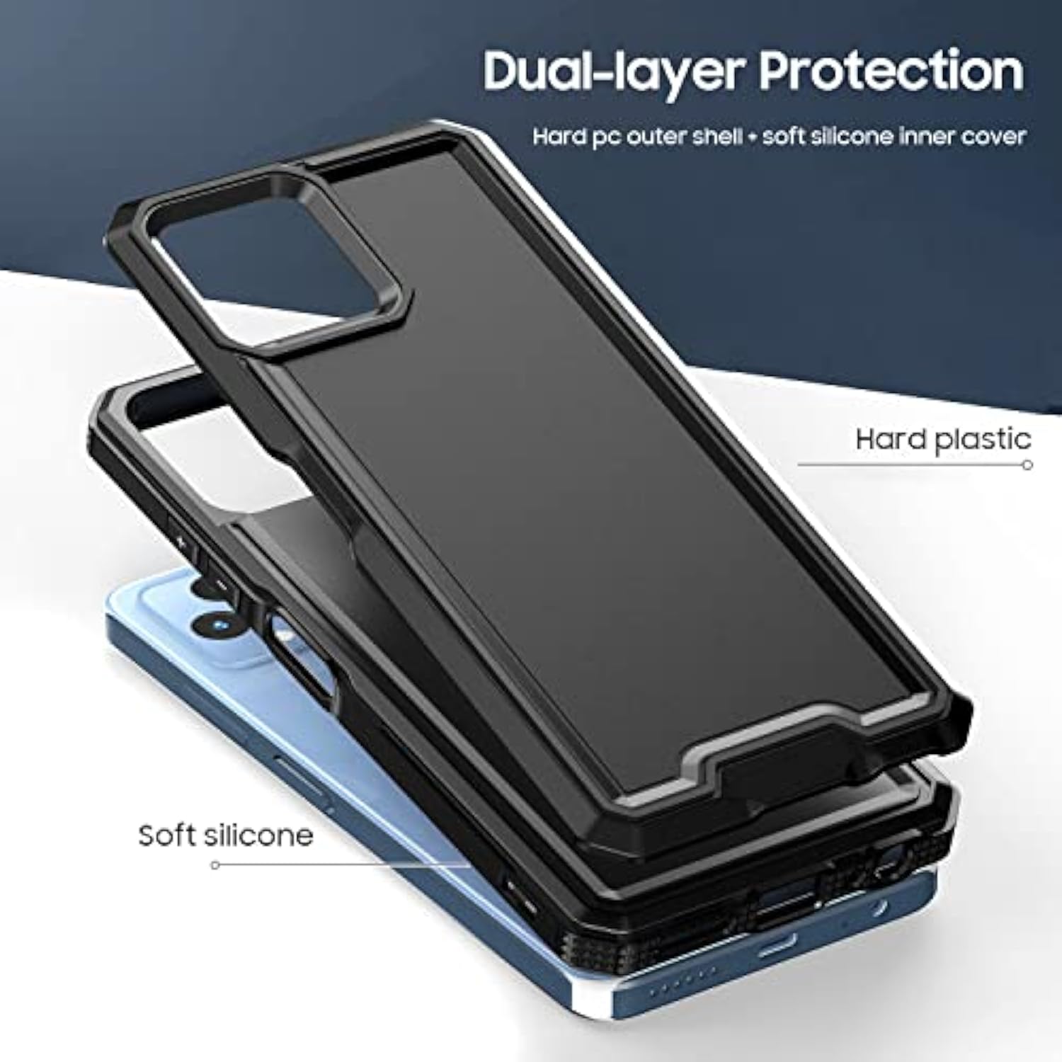 For Revvl 6 5G / Revvl 6X 5G Phone Case, With Screen Protector, Heavy Duty Dual Layer Phone Case, Military Grade Drop Proof Rugged Protective Shell (Black)